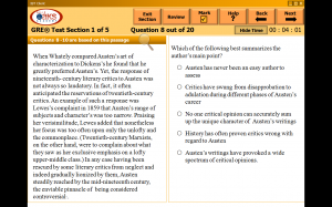 Screenshot of a Reading Comprehension question in the Revised General GRE